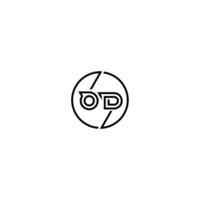 OD bold line concept in circle initial logo design in black isolated vector