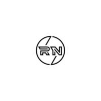 RN bold line concept in circle initial logo design in black isolated vector