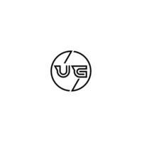 UG bold line concept in circle initial logo design in black isolated vector