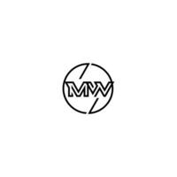 MW bold line concept in circle initial logo design in black isolated vector