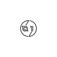 QI bold line concept in circle initial logo design in black isolated vector