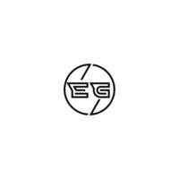 EG bold line concept in circle initial logo design in black isolated vector