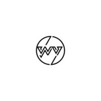 WV bold line concept in circle initial logo design in black isolated vector