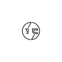 ic negrita línea concepto en circulo inicial logo diseño en negro aislado vector