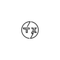 TX bold line concept in circle initial logo design in black isolated vector