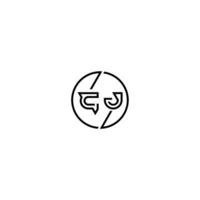CJ bold line concept in circle initial logo design in black isolated vector