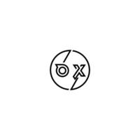 OX bold line concept in circle initial logo design in black isolated vector