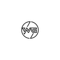 WG bold line concept in circle initial logo design in black isolated vector