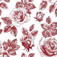 Abstract modern floral seamless pattern with hand drawn flower in Toile de jouy style. Retro elegance repeat print. Vintage design for fabric, wallpaper or wrapping vector