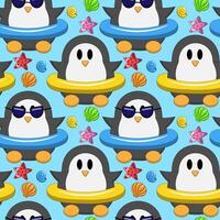 Seamless pattern with cute Penguin in sea vector