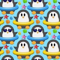 Seamless pattern with cute Penguin in sea vector