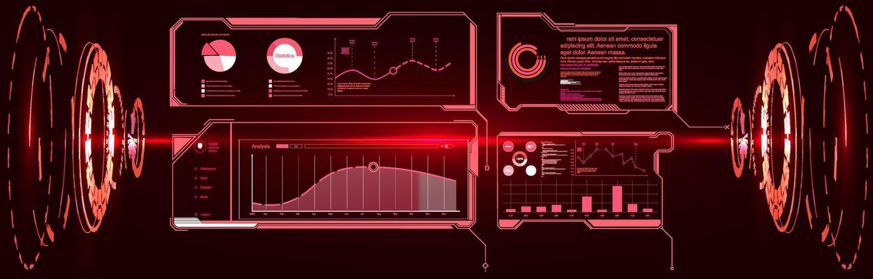 Collection of modern abstract posters in acid style. Digital design elements hud style. Trendy 2022 shapes in cyberpunk style.