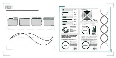 Head-up display elements for the web and app. Futuristic user interface. set of black and white infographic elements. vector