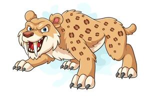 Cartoon angry saber tooth tiger vector