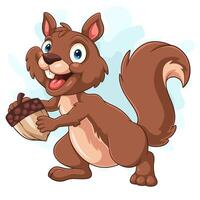 Cartoon squirrel holding a nut vector