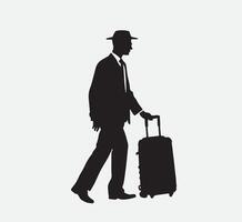 AI generated silhouette of a person with a suitcase vector