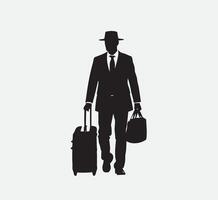 AI generated silhouette of a person with a suitcase vector