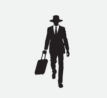 AI generated silhouette of a person with a suitcase vector