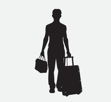 AI generated silhouette of a person with a suitcase vector