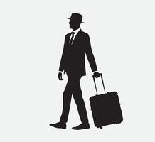 AI generated silhouette of a person with a suitcase vector