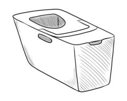 BLACK AND WHITE VECTOR DRAWING OF A TOILET TRAY FOR PETS