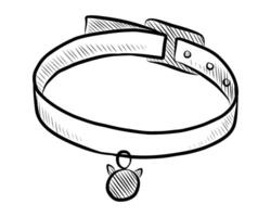 BLACK AND WHITE VECTOR DRAWING OF A CAT COLLAR