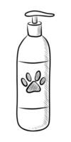 BLACK AND WHITE VECTOR DRAWING OF SHAMPOO FOR CATS