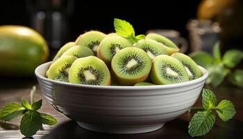 AI generated Freshness and nature in a bowl of organic fruit generated by AI photo