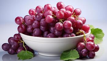 AI generated A bowl of fresh, ripe grapes, a healthy snack generated by AI photo