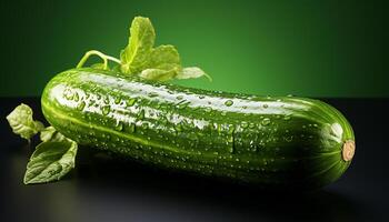 AI generated Fresh organic cucumber, healthy eating, vegetarian food, nature dew generated by AI photo