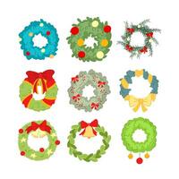 christmas wreath set cartoon vector illustration