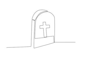 A cemetery with a cross on it vector