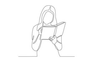 A girl is reading a book vector