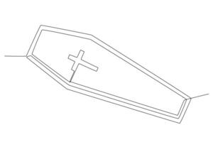 Opened casket marked with a cross vector