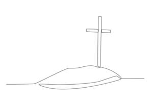 Cross mark on the grave vector