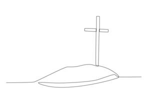 Cross mark on the grave vector