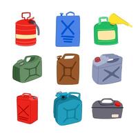 fuel can metal set cartoon vector illustration