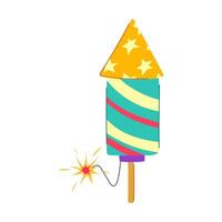 cracker firework rocket cartoon vector illustration