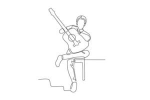 A guitarist is sitting vector