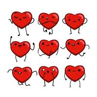 heart character set cartoon vector illustration