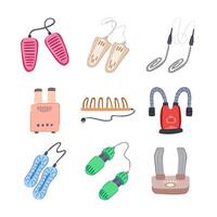 shoe dryer electric set cartoon vector illustration