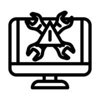 troubleshooting pc repair computer line icon vector illustration