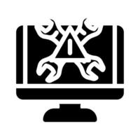 troubleshooting pc repair computer glyph icon vector illustration