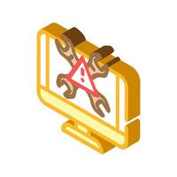 troubleshooting pc repair computer isometric icon vector illustration