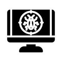 virus eliminación reparar computadora glifo icono vector ilustración