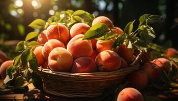 ai generado fresco, maduro Fruta desde naturaleza jardín, un sano verano banquete generado por ai foto