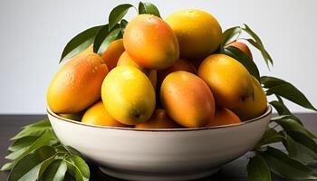 AI generated Fresh, healthy fruit bowl ripe, organic, citrus, juicy, sweet, refreshing generated by AI photo