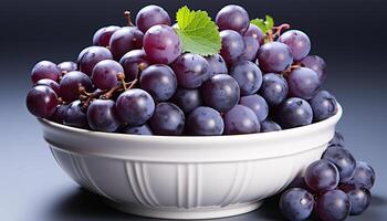 AI generated Freshness and nature in a bowl of ripe, juicy grapes generated by AI photo