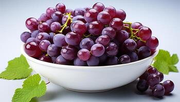 AI generated Fresh, ripe grape fruit in a bowl, nature healthy snack generated by AI photo