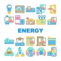 energy efficient technology home icons set vector